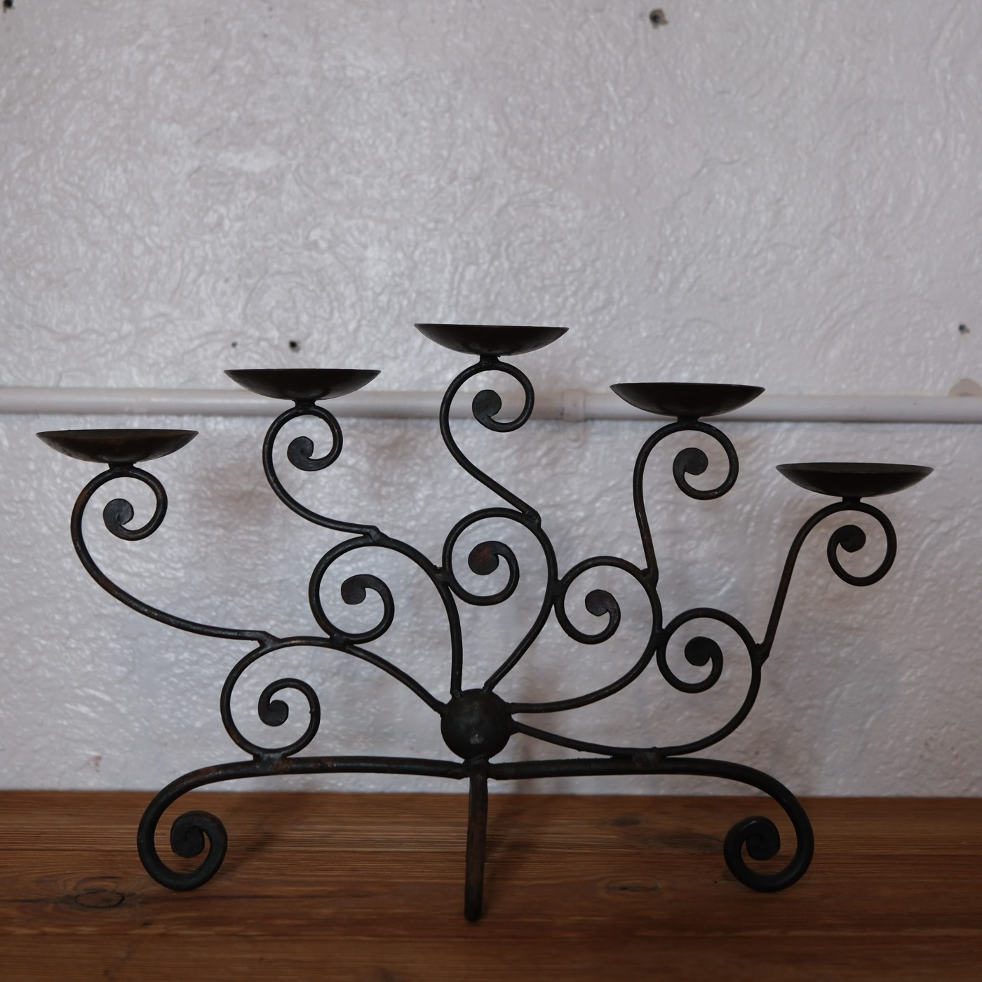 Wrought iron candelabra, wide