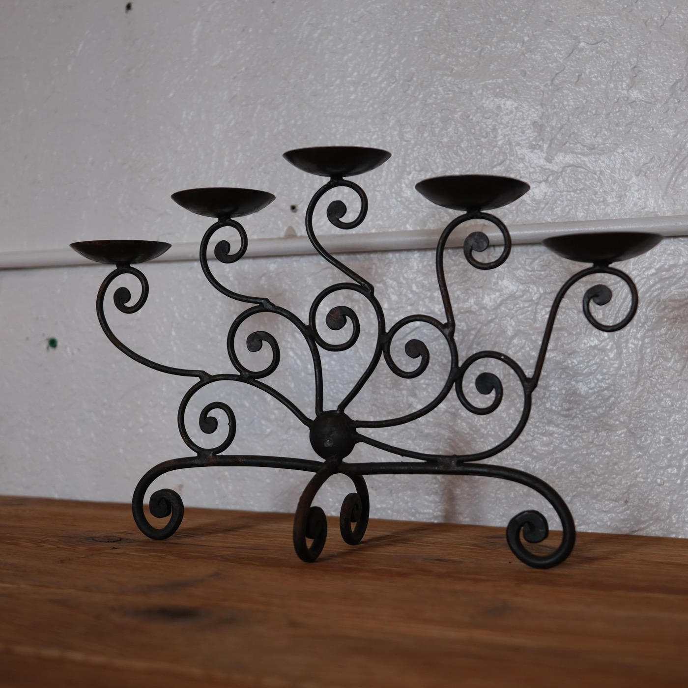 Wrought iron candelabra, wide