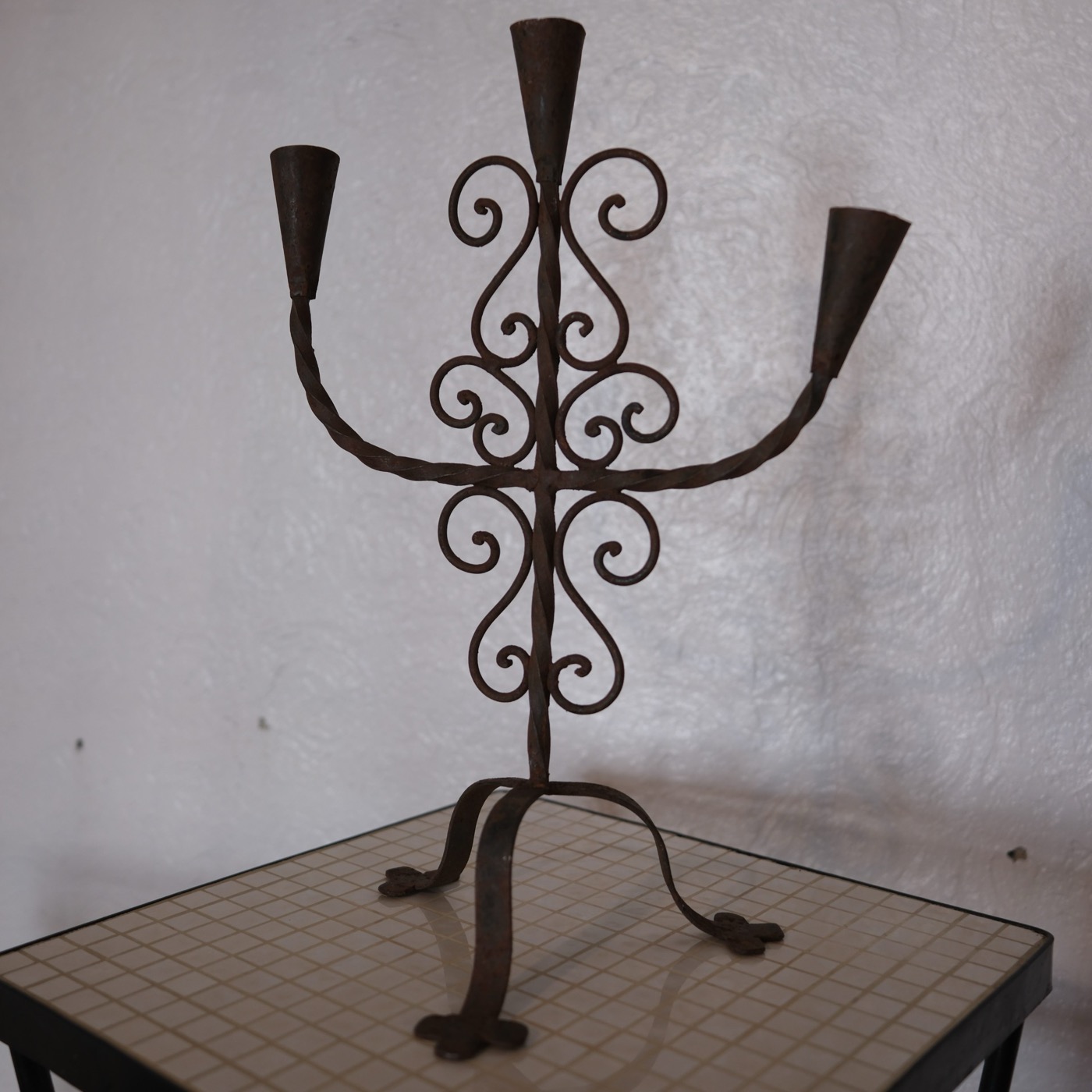 Wrought iron candelabra, tall
